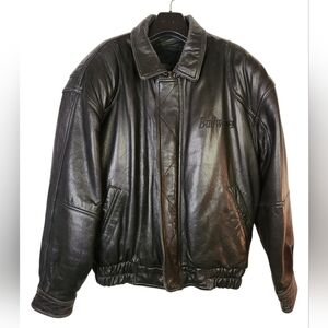 Vintage Excelled Budweiser Black Butter Soft Leather Bomber Jacket Large